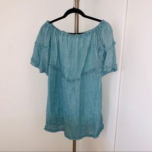 Blue Off The Shoulder Dress